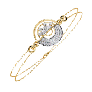 Minimalist 18K Solid Gold Chain Bracelet With Tapered Baguette Diamond Channel Setting For Women's Everyday Wear - Product Image 1