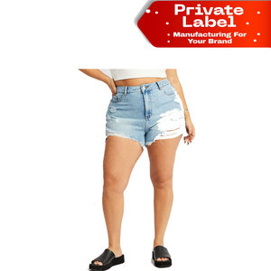 Shorts en jean colorés pour femmes en gros, kaki, marron, taille haute, cargo, OEM, directement de l'usine, shorts en jean délavés pour femmes - Product Image 1