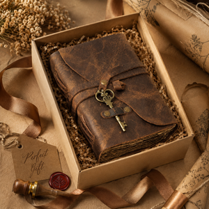 Vintage Leather <b>Journal</b> with Antique Key Handmade Deckle Edge Paper | Rustic Leather Diary Blank Travel Notebook <b>Writing</b> Gift - Product Image 5