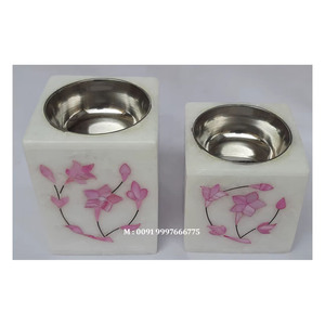Quemador de Incienso Hecho a Mano con Forma Cuadrada, Incrustaciones de Nácar Azul y Mármol Blanco Natural, Diseño Floral, para Decoración del Hogar - Product Image 4