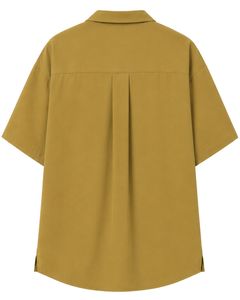 Customized Mustard Oversized Casual Men <b>Shirt</b> <b>Half</b> Sleeve Cuban Collar <b>Button</b> Up Loose Fit Summer Beach Streetwear Fashion Top - Product Image 2