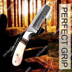 Couteau de camping professionnel en acier Damas, lame pleine longueur, ultra-affûtée, type 'Bull Cutter', qualité industrielle, avec étui de transport horizontal, OEM - Product Image 4