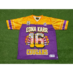 Camiseta de fútbol americano de malla, tela de alta calidad, para adultos, cuello en V, manga corta, estilo oversize. - Product Image 1