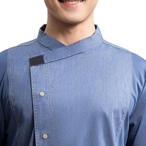 เสื้อเชฟสั่งทำพิเศษสำหรับโรงแรมร้านอาหาร เสื้อเชฟคุณภาพสูงผ้าโพลีเอสเตอร์ผสมคอตตอนสำหรับผู้ชาย เสื้อโค้ทเชฟสไตล์ใหม่ในจำนวนสั่งซื้อขั้นต่ำน้อย - Product Image 3