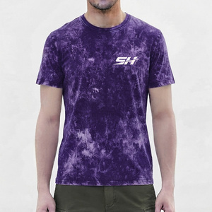 Camiseta de Algodón con Lavado Ácido para Hombre, Estilo Elegante, Corte Holgado, Casual, Cuello Redondo, Manga Corta, Uso Diario - Product Image 1