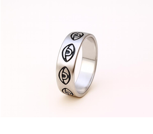 Bague de protection en argent sterling avec amulette Nazar gravée, bijou spirituel fait main, minimaliste, empilable, porte-bonheur - Product Image 4