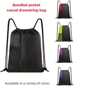 Custom Logo <b>Drawstring</b> Gym Bag Waterproof Polyester Sports Backpack Zipper Mesh <b>Pouch</b> for Fitness Travel - Product Image 4