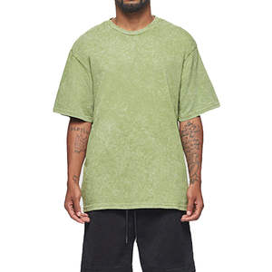 <b>Men</b>’s Green Acid Wash T <b>Shirt</b> Vintage Cotton Crew Neck Short Sleeve Blank Tee Cotton Short Sleeve Casual Streetwear Top - Product Image 3