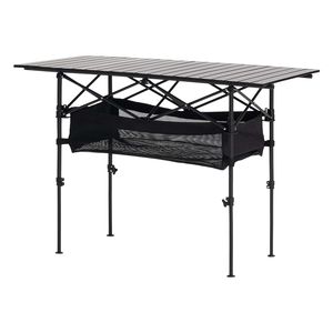 Tavolo da Campeggio Pieghevole Portatile con Lato Arrotolabile, Tavolo da Spiaggia Leggero in Alluminio, Altezza Regolabile, Ampia Borsa Portaoggetti - Product Image 5