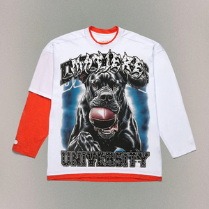 เสื้อยืดคอกลมทรงบ็อกซี่โอเวอร์ไซส์ แขนยาว พิมพ์ลายกราฟิกตามสั่ง สำหรับผู้ชาย ผ้าฝ้าย 100% หนัก 320 กรัม สไตล์สตรีทแวร์ - Product Image 3