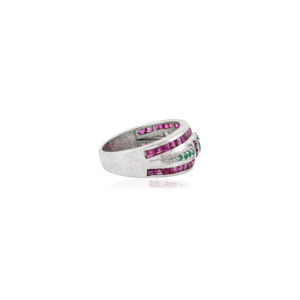 New S925 <b>Silver</b> Classic Dome Band <b>Ring</b> Natural <b>Emerald</b> & Ruby Wholesale Wedding Anniversary Gift Engagement Jewelry for Women - Product Image 5