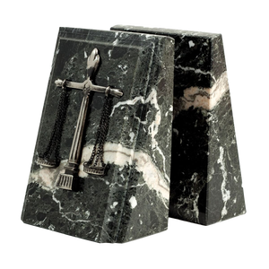 Sujetalibros de lujo modernos de mármol ónix (MROMBE-013) Accesorios decorativos para el hogar y la oficina Soporte de piedra pesada para libros - Product Image 1