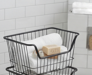 Fine Quality <b>Rectangular</b> Metal Wire Storage <b>Basket</b> With Handles Black Coated Multi-Purpose Neatening Organizer - Product Image 4