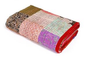 Colcha de Algodón Hecha a Mano con Parches, Colcha Indiana Kantha Reversible, Cubrecama Ligero para Cama King/Queen, Manta de Verano, Venta al Por Mayor - Product Image 2