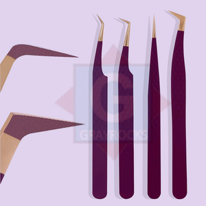 Pinces à cils en acier inoxydable, marque privée, pinces à cils à 90 degrés, ensemble de pinces pour extensions de cils - Product Image 2