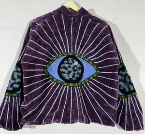 Embroidered Velvet Men's Winter <b>Coat</b> Eye Pattern Open Front Stand Collar Breathable Cotton Finished Fashion Jacket Stagewear - Product Image 5