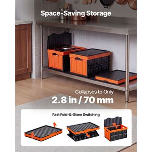 45L <b>Plastic</b> Collapsible Storage Bins Lids Stackable Folding Storage <b>Crates</b> Handles 44 Lbs Per Bin Capacity for Home Organization - Product Image 4