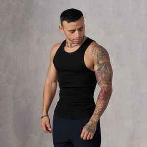 Débardeur en tricot noir uni à col rond pour homme X Sports City, débardeur sans manches décontracté, variations multicolores, débardeurs en coton pour homme - Product Image 1