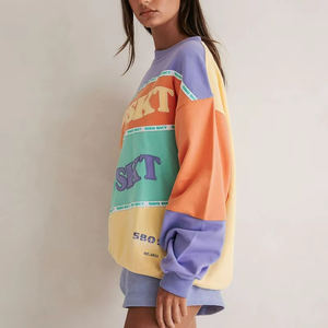 Pull en coton personnalisé pour femme, automne-hiver, coupe oversize, col rond vintage, broderie, sans capuche - Product Image 2