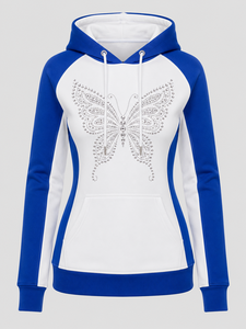 Sudadera con capucha extragrande para mujer, forrada, antiencogimiento, con pedrería brillante, cómoda, de manga larga, estilo casual urbano - Product Image 1