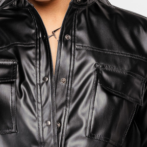 High Quality Men's Turn-down Collar Real Leather Shirt Breathable Full Sleeve Plain Dyed Anti-Bacterial Eco-Friendly OEM Service - Product Image 5