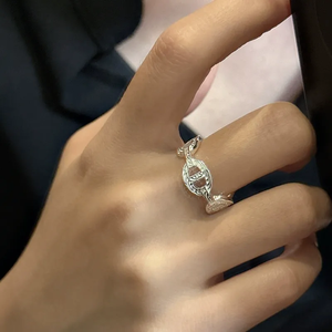 Anillo Abierto de Plata de Ley S925 con Diseño de Nariz de Cerdo Estilo Japonés Coreano, Textura Sencilla, Joyería de Mano Estilo Ins - Product Image 3