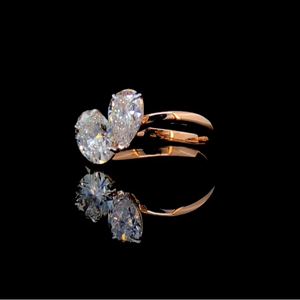 Anillo de Diamantes Cultivados en Laboratorio Toi Et Moi de 2.00 CTW, Oro Sólido de 14K, Corte Pera y Ovalado, Certificado IGI - Product Image 2