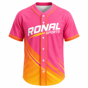 Camiseta de Béisbol Rosa para Hombre, Marca Ronal Sports, Manga Corta, Sublimada, Absorbe la Humedad, Corte Regular, para Todas las Temporadas - Product Image 1
