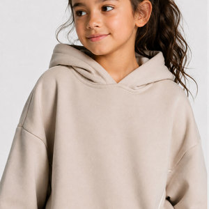 Survêtement beige à capuche pour femme, manches longues, couleur unie, coupe ample, décontracté, pour l'automne, avec poches latérales, 100% coton respirant - Product Image 6