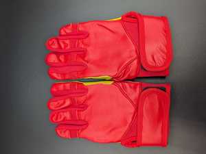Red Leather Batting <b>Gloves</b> Y-S Ambidextrous Hook And Loop Closure Training Unisex Youth - Product Image 5
