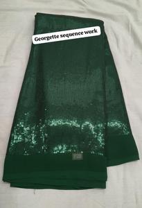 Tissu brodé à sequins GEORGETTE en gros, en stock pour robes de mariée, saris ethniques, lehengas, tenues de soirée et robes de gala - Product Image 4