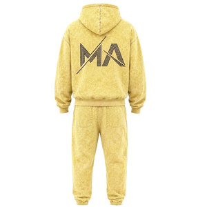 Conjunto Deportivo para Hombre, Amarillo, Lavado Ácido, 100% Algodón, 480 gsm, Alta Calidad, con Pedrería, Pantalones Largos con Cordón Ajustable, Ropa Casual - Product Image 5
