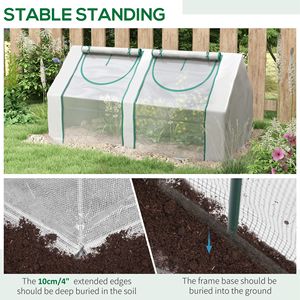 Serra da Giardino Portatile 6x3x3 ft con Due Coperture in PE/PVC e 2 Finestre Avvolgibili, Vetro Temperato Ecologico e Telaio in Legno - Product Image 5
