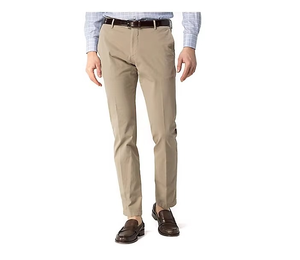 Pantalon décontracté en coton Oxford kaki pour homme, taille mi-haute, coupe droite, infroissable, devant plat avec poches latérales, idéal pour l'automne - Product Image 4