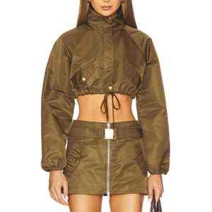 Waterproof Nylon <b>Jacket</b> and Shorts Blank Sweat Suit Women Windbreaker Short Sets - Product Image 1