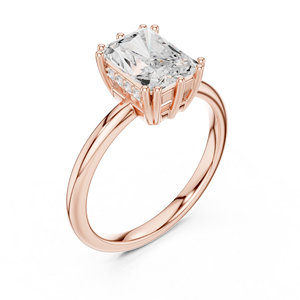 Anillo de Compromiso de Moissanita Radiante Premium The Vinson Project, Estilo Art Deco, Unisex, con Banda de Plata Chapada en Oro Rosa - Product Image 2