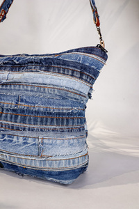 Bolso de mezclilla de algodón premium cosido directamente de fábrica, tipo tote con cremallera, índigo lavado personalizado, para venta al por menor, OEM, ODM - Product Image 2