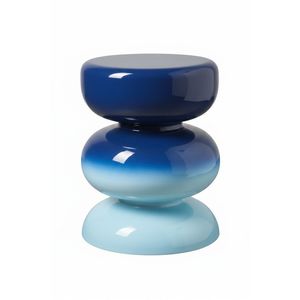 Table basse ronde en métal émaillé bleu dégradé de luxe, forme empilable contemporaine, mobilier d'appoint pour la décoration intérieure, vente en gros - Product Image 1