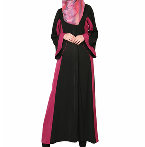 Nouvelle Abaya Ramadan 2026 en gros, respirante, pour femme, robe musulmane à manches évasées ouvertes, en tissu Nida de luxe, Abaya noire à vendre - Product Image 4