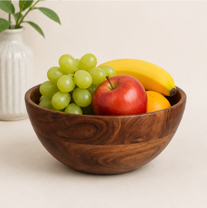 Handmade Acacia <b>Wood</b> Salad Serving <b>Bowl</b> Eco-Friendly Round <b>Mango</b> <b>Wood</b> Fruit <b>Bowl</b> for Kitchen Decor Wholesale Tableware <b>Bowl</b> - Product Image 2