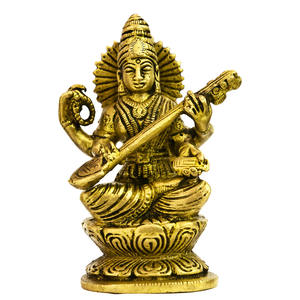 Ídolo de escultura Devi Saraswati de 4 pulgadas hecho a mano para regalar hecho en India - Product Image 1