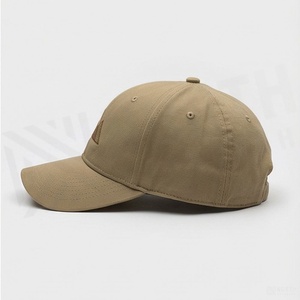 Khaki 6-Panel <b>Baseball</b> <b>Cap</b> with Embroidered Mountain Logo Unisex Casual Hat Fitted Brim Twill Fabric - Product Image 3