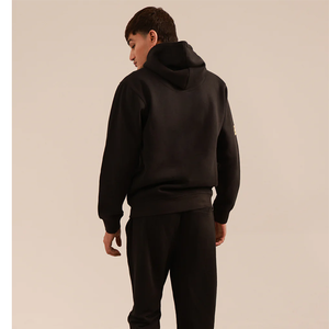 Wholesale Men's Classic Solid <b>Black</b> Fleece Hoodie Custom Drawstring Pullover Casual Regular Fit Hooded <b>Sweatshirt</b> - Product Image 6