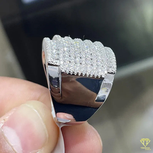 Luxury Cluster Moissanite Diamond <b>Ring</b> For <b>Men</b> White Gold Hip Hop Iced Out Jewelry - Product Image 6