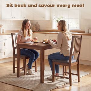 Set di 2 Sedie da Pranzo Grigie Rivestite in Materiale PC con Gambe in Legno di Gomma e Schienale a Doghe per Uso in Cucina - Product Image 4