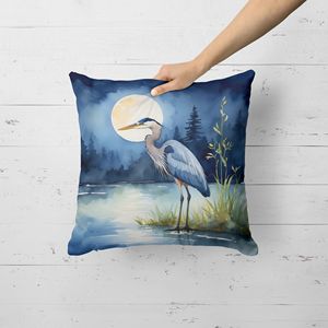 Blue Heron Under Moonlight <b>Throw</b> Pillow 18Hx18W Machine Washable Indoor Outdoor Decorative Cushion <b>for</b> <b>Couch</b> Bed & Patio - Product Image 4