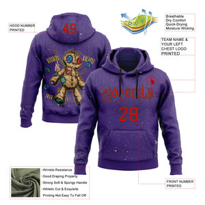 Sweat-shirts à capuche en polyester/coton pour hommes et femmes, taille américaine, couleur unie, sublimation, pour impression 3D personnalisée - Product Image 2