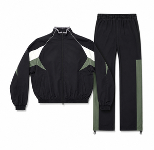 <b>Mens</b> Lightweight Nylon Jogging Tracksuit Set Zip <b>Jacket</b> Elastic <b>Track</b> Pants Sportswear Fitness Training Outfit Casual Activewear - Product Image 1
