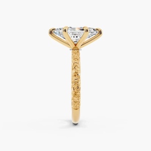 Anillo de compromiso solitario floral vintage con diamante cultivado en laboratorio de corte marquesa holandés certificado por IGI en oro de 10K/14K/18K y plata 925/935 - Product Image 3