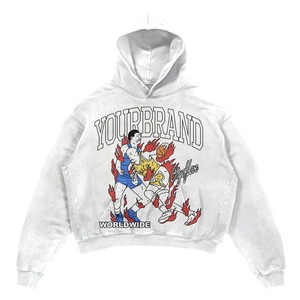 Sweat à capuche pour homme en molleton de coton et polyester 420 GSM, délavé à l'acide, noir, épais, avec logo personnalisé imprimé en silicone et sérigraphie - Product Image 5